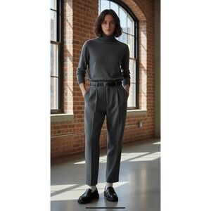 Vintage 90s Jennifer Moore Pleated Pockets Black Wool Fully Lined Slacks SZ 14